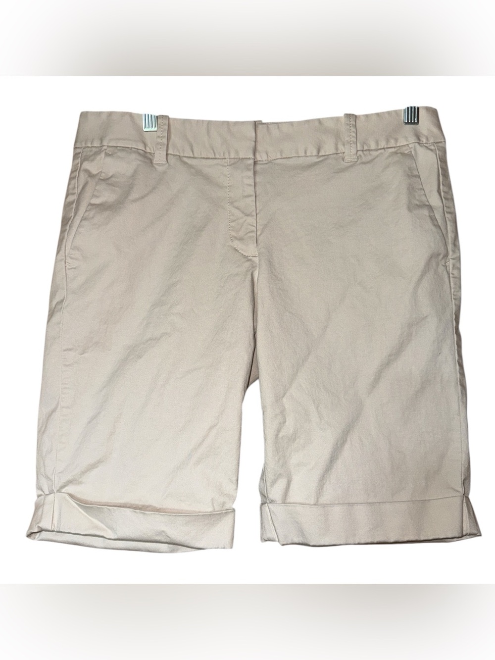 Ann Taylor Bermudas Chino Shorts Cuffed Women’s 6 Stretch Minimalist Beige
